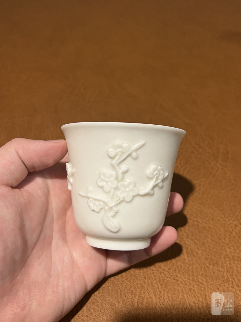 十七世纪 德化模印梅花纹仰钟杯 - 图5